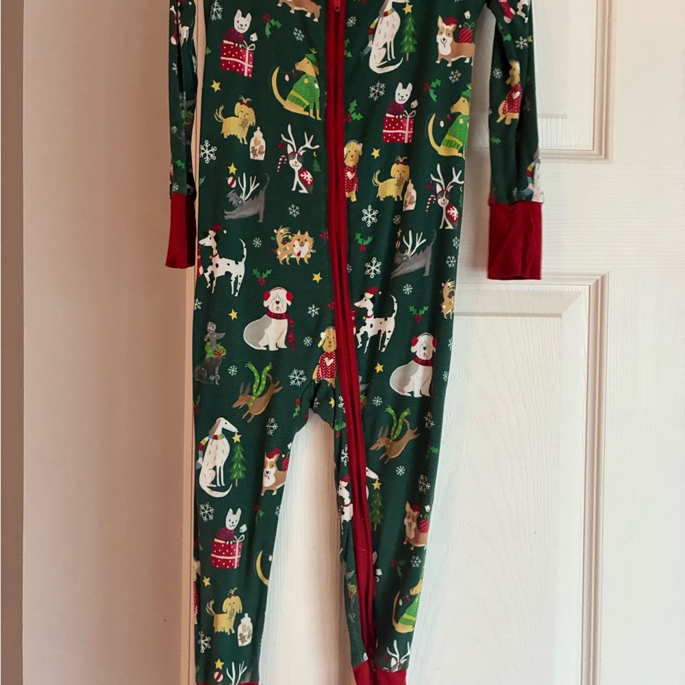 Little Sleepies Green and Red Holiday Kids Footie